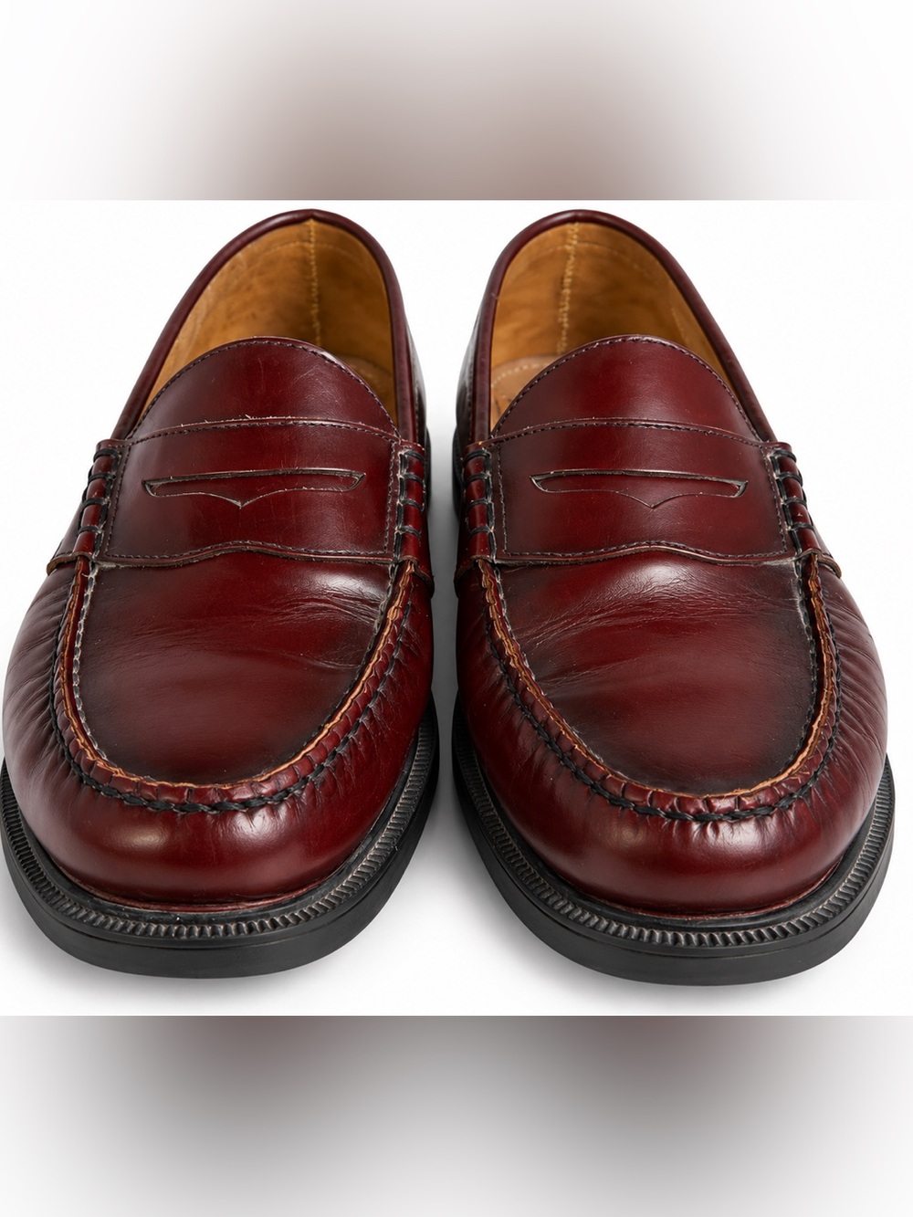 Nunn Bush Men’s Size 10 3W Burgundy Leather Penny Loafers Slip On Dress Shoes